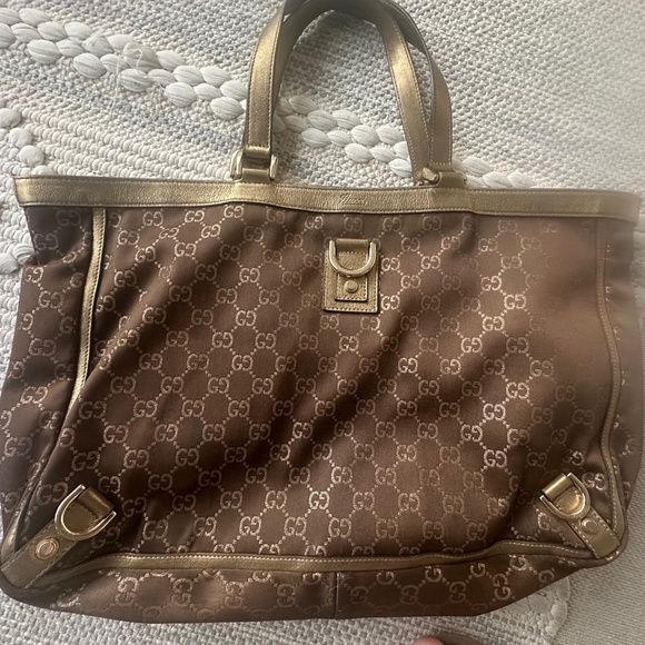 Gucci Abbey Shoulder Hand Bag Brown/Gold Leather Small Purse Vintage Authentic! - Picture 11 of 14